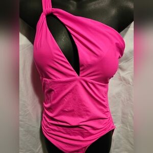 Chic Pink One-Shoulder tummy control  Swimsuit Size L